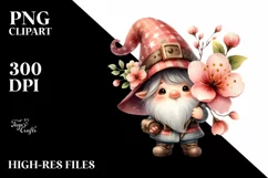 Cute Gnome with Cherry Blossom PNG Product Image 2