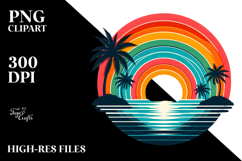 Retro Tropical Rainbow Sunset PNG Product Image 2