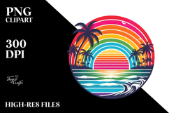 Retro Tropical Rainbow Sunset PNG Product Image 2
