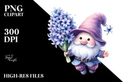Cute Gnome with Hyacinth PNG Product Image 2