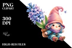 Cute Gnome with Hyacinth PNG Product Image 2