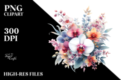 Colorful Orchid Floral Frame PNG Product Image 2