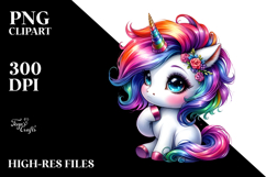 Cute Unicorn with Cool Haircut PNG Product Image 2