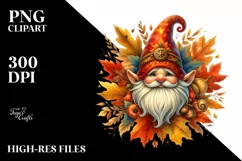 Autumn Gnome Watercolor, PNG Product Image 3