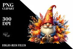 Autumn Gnome Watercolor, PNG Product Image 1