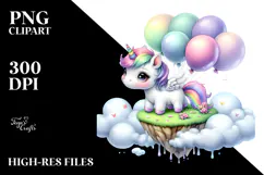 Cute Baby Unicorn Floating PNG Product Image 2
