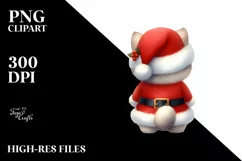 Christmas Cat with Santa Hat PNG Product Image 1