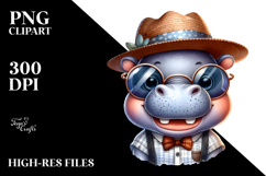 Cute Baby Hippo with Cool Haircut PNG Product Image 2