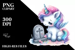 Cute Baby Unicorn Grave Stile Clipart Product Image 1