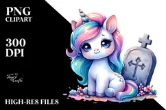 Cute Baby Unicorn Grave Stile Clipart Product Image 2