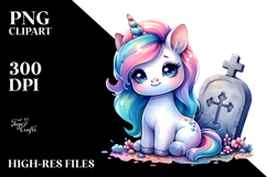 Cute Baby Unicorn Grave Stile Clipart Product Image 2