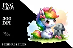 Cute Baby Unicorn Grave Stile Clipart Product Image 3