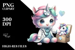 Cute Baby Unicorn Doctor Clipart Product Image 3