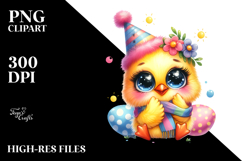 Goofy Colorful Watercolor Baby Chicken PNG Product Image 2