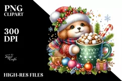Cute Dog with Christmas Ornaments PNG Product Image 1