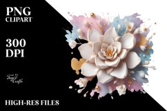 Pastel Wooden Watercolor Gardenia | Clipart Product Image 3