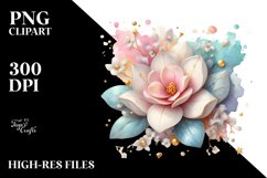 Pastel Wooden Watercolor Gardenia | Clipart Product Image 1