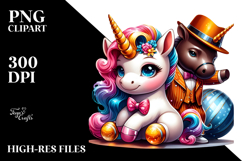 Colorful Baby Unicorn with Harlem Ballroom PNG Product Image 2