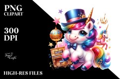 Colorful Baby Unicorn with Harlem Ballroom PNG Product Image 3