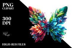 Abstract Vibrant Butterfly with Flowers PNG Product Image 3