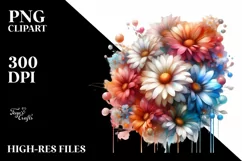 Vibrant Daisy Glossy Petals Abstract PNG Product Image 1