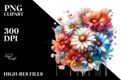 Vibrant Daisy Glossy Petals Abstract PNG Product Image 2