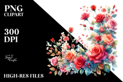 Red Roses Floral Frame PNG Product Image 2