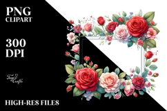Colorful Red Roses Frame PNG Product Image 2