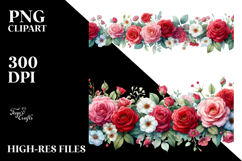 Colorful Red Roses Frame PNG Product Image 2