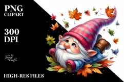 Colorful Gnome Autumn Leaves PNG Product Image 3