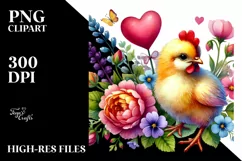 colorful Chicken Heart Sitting PNG Product Image 2