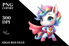 Watercolor Baby Unicorn Hero | Clipart Product Image 1