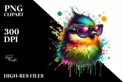 Quirky Bird in Sunglasses, Colorful Art Product Image 3