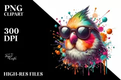 Colorful Bird with Sunglasses, Quirky Art Product Image 1