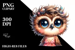 Funny Baby Owl Portrait Clipart Product Image 1
