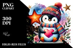 colorful Penguin Heart Sitting PNG Product Image 2