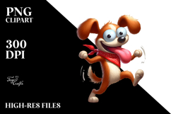 Cartoony Dog with Bandana PNG Product Image 2