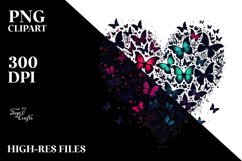 Digital Heart with Butterflies Silhouettes PNG Product Image 2