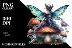 Gothic Fairy on Mushroom PNG Product Image 2