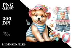 Cute Baby Puppy Beach PNG Product Image 2