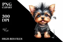 Watercolor Baby Yorkshire Terrier Punk Singer | Sublimation Product Image 3