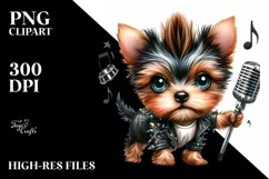 Watercolor Baby Yorkshire Terrier Punk Singer | Sublimation Product Image 1