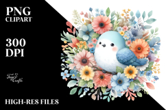 Cute Bird Flowers PNG Product Image 2