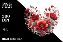 Red Floral Heart PNG Product Image 2