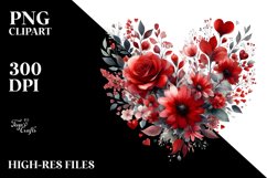 Red Floral Heart PNG Product Image 2