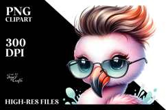 Baby Flamingo with Cool Haircut PNG Product Image 2