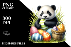 Digital Cute Panda with Easter Eggs PNG Product Image 2