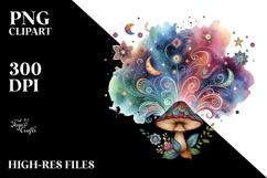 colorful Magical Aster Mushroom | Sublimation | Clipart Product Image 2