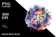 colorful Magical Aster Mushroom | Sublimation | Clipart Product Image 2