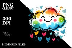 colorful Cloud with Hearts, PNG Product Image 2